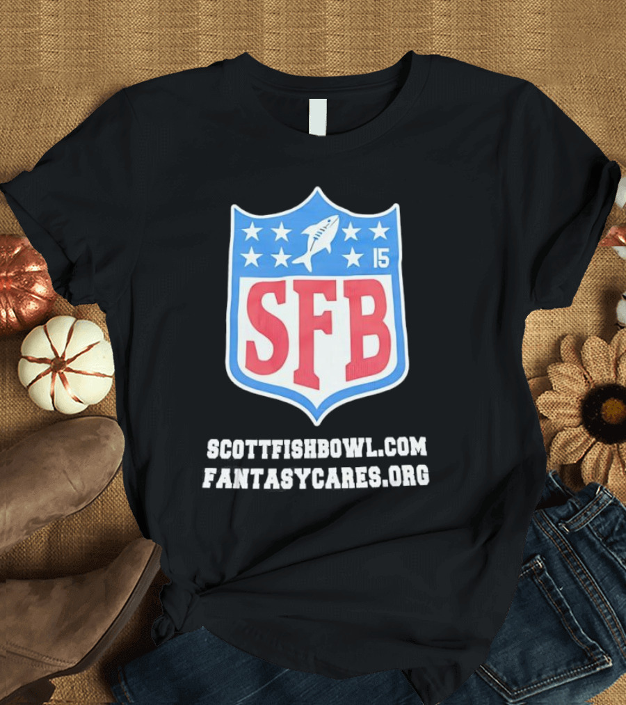 Scott Fish Bowl 15 SFB FantasyCares NFL Shield T-Shirt