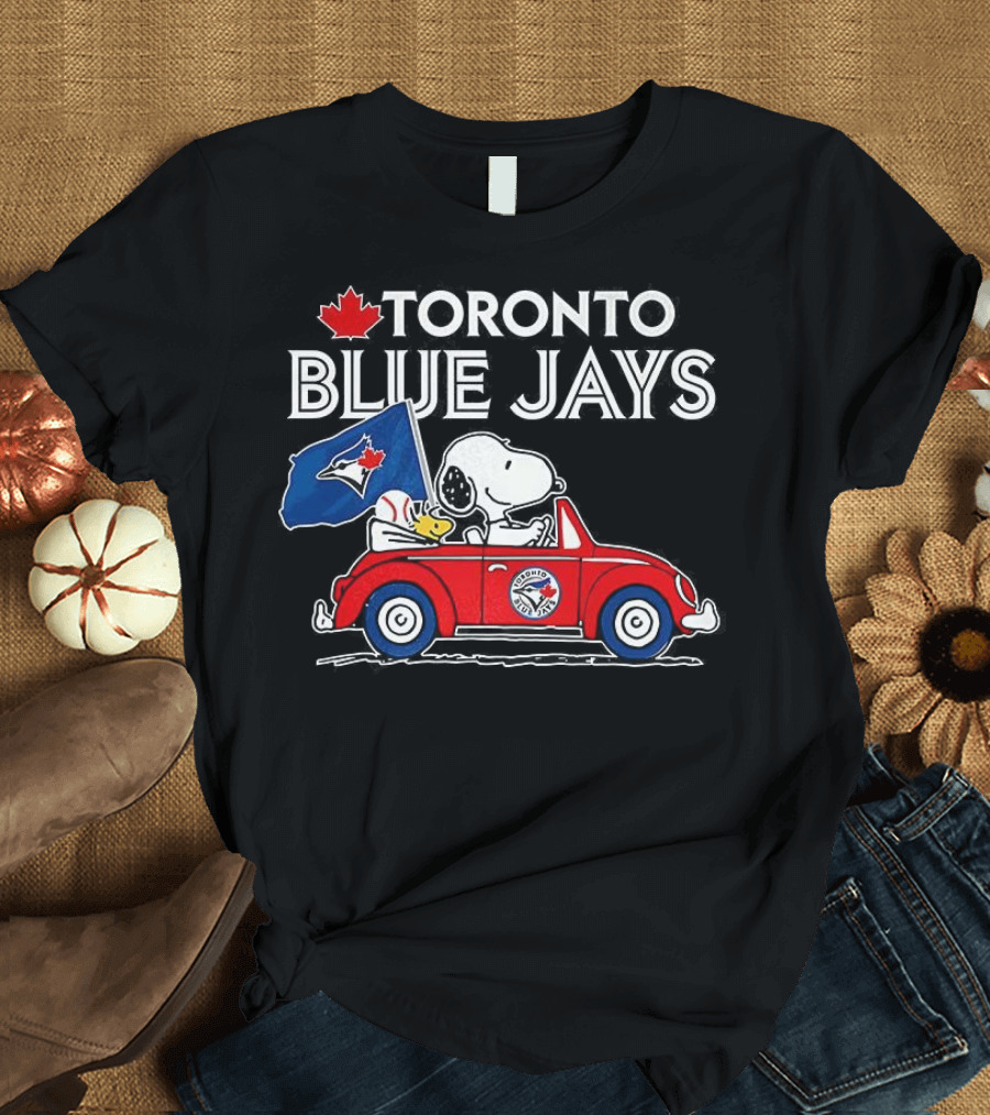 Toronto Blue Jays Snoopy Woodstock Volkswagen Beetle Fan Celebration T-Shirt