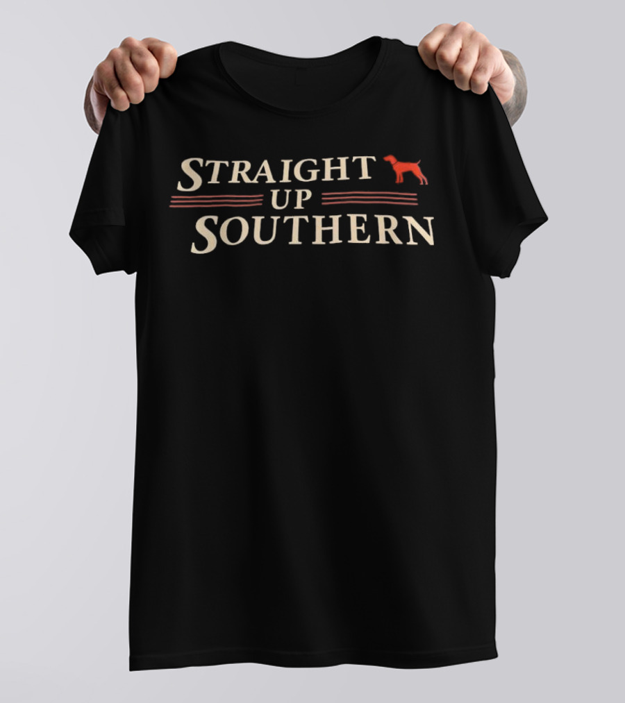 Straight Up Southern Patriotic Dog Red Stripes T-Shirt