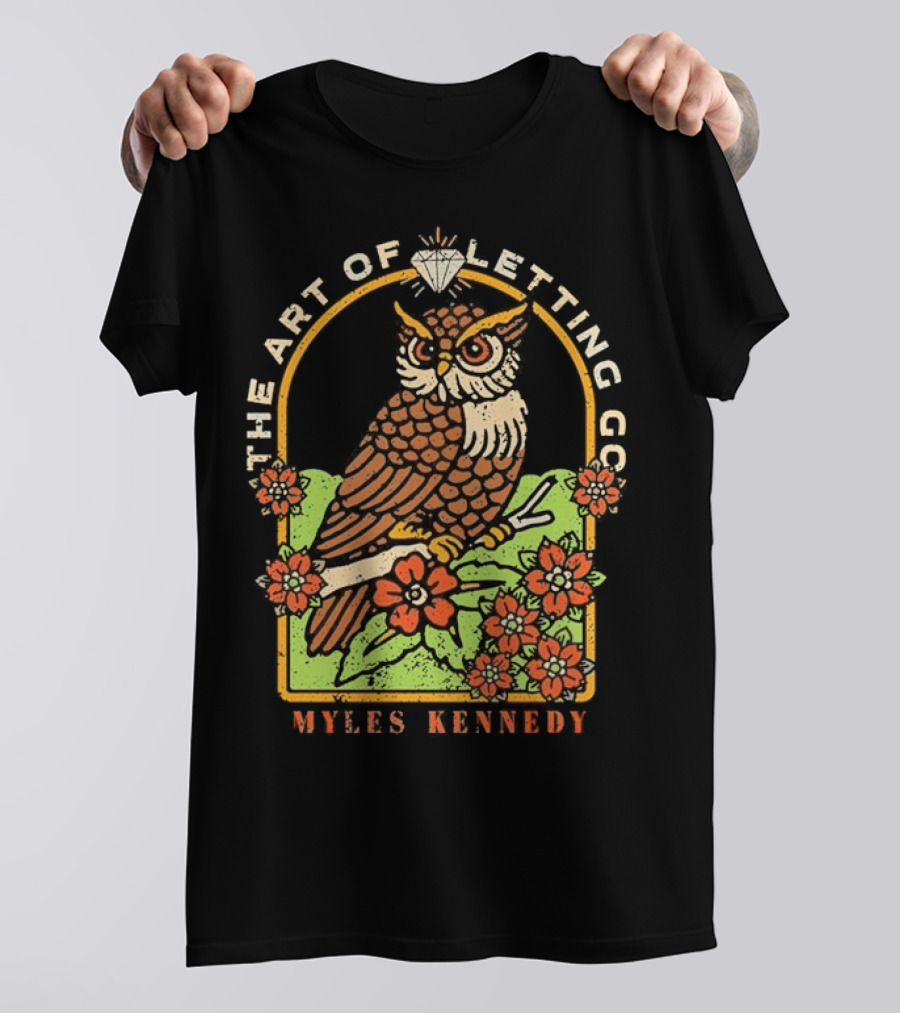 Myles Kennedy The Art Of Letting Go Diamond Owl With Flowers T-Shirt