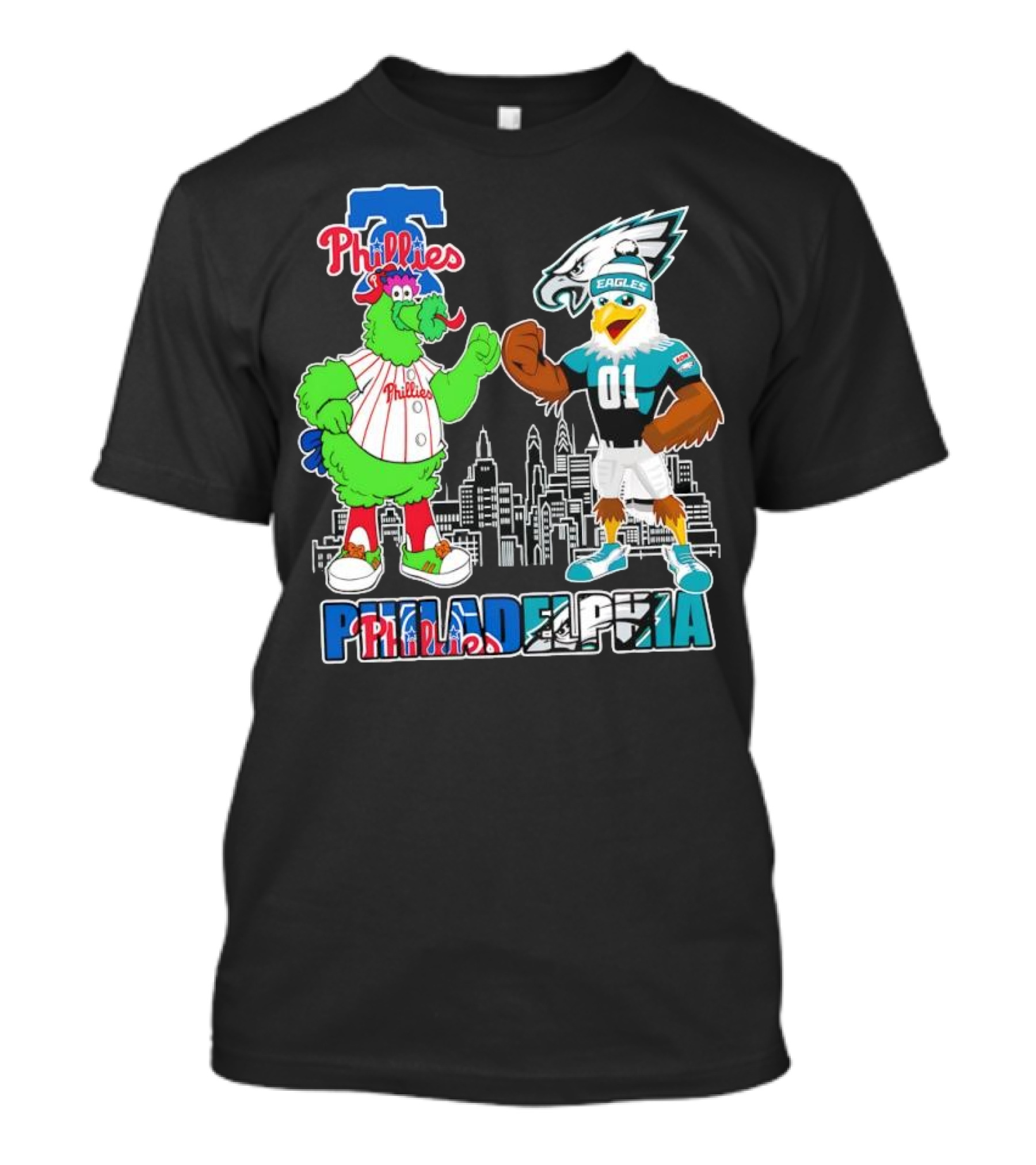 Phillie Phanatic Philadelphia Phillies Swoop Eagles Skyline Philadelphia T-Shirt