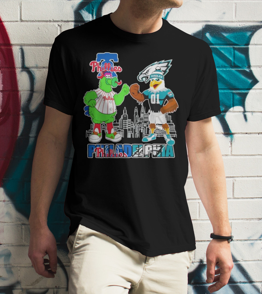 Phillie Phanatic Philadelphia Phillies Swoop Eagles Skyline Philadelphia T-Shirt