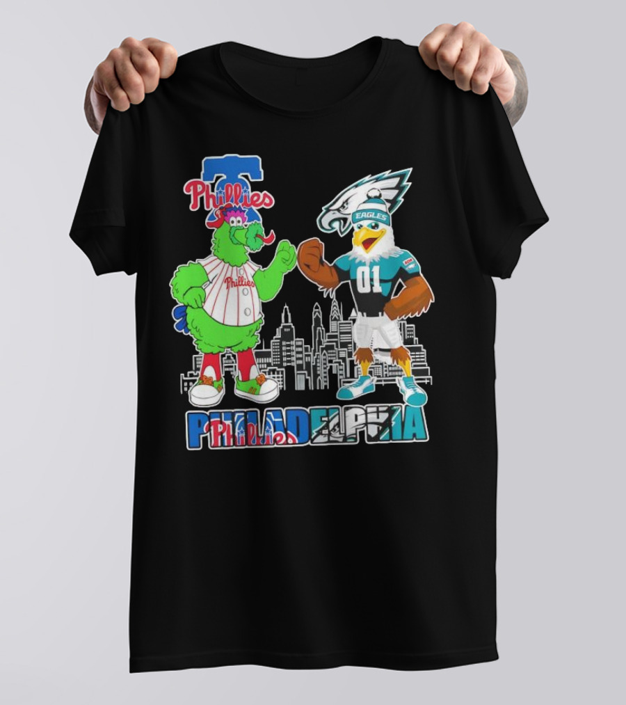 Phillie Phanatic Philadelphia Phillies Swoop Eagles Skyline Philadelphia T-Shirt