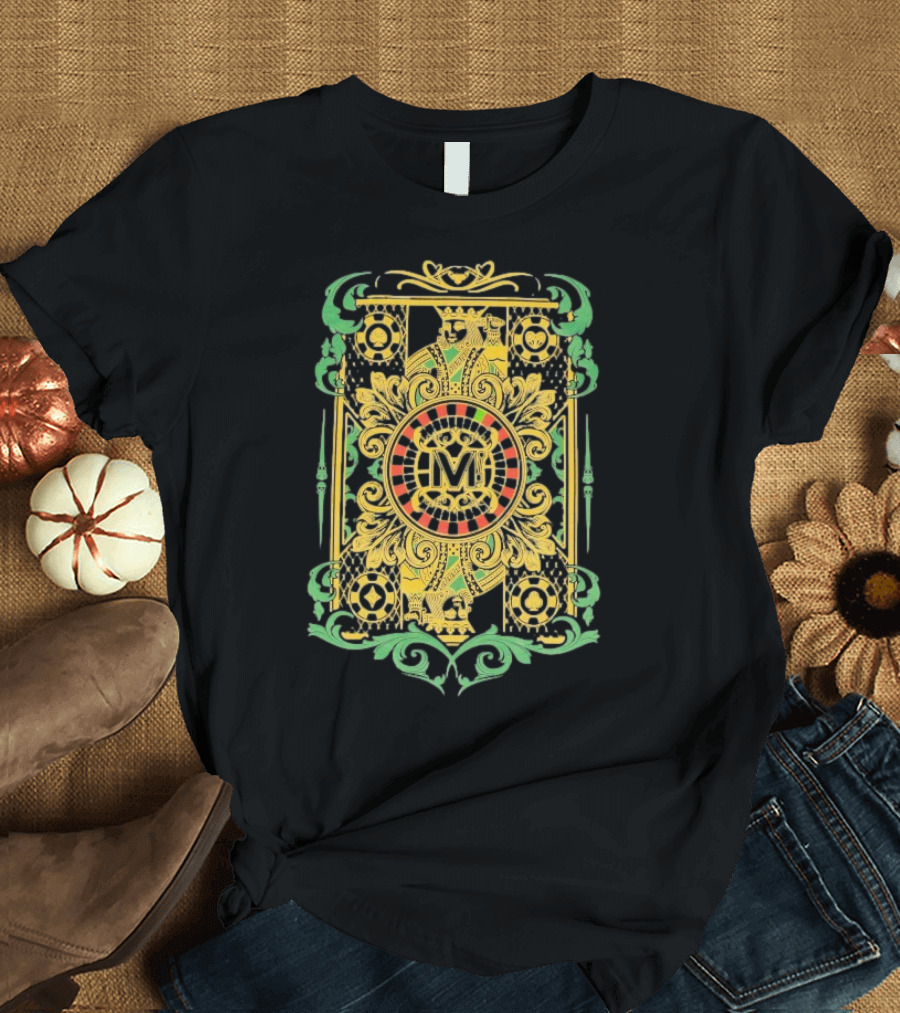 Vegas Matt The King Ornate Card Green Gold Circular M T-Shirt