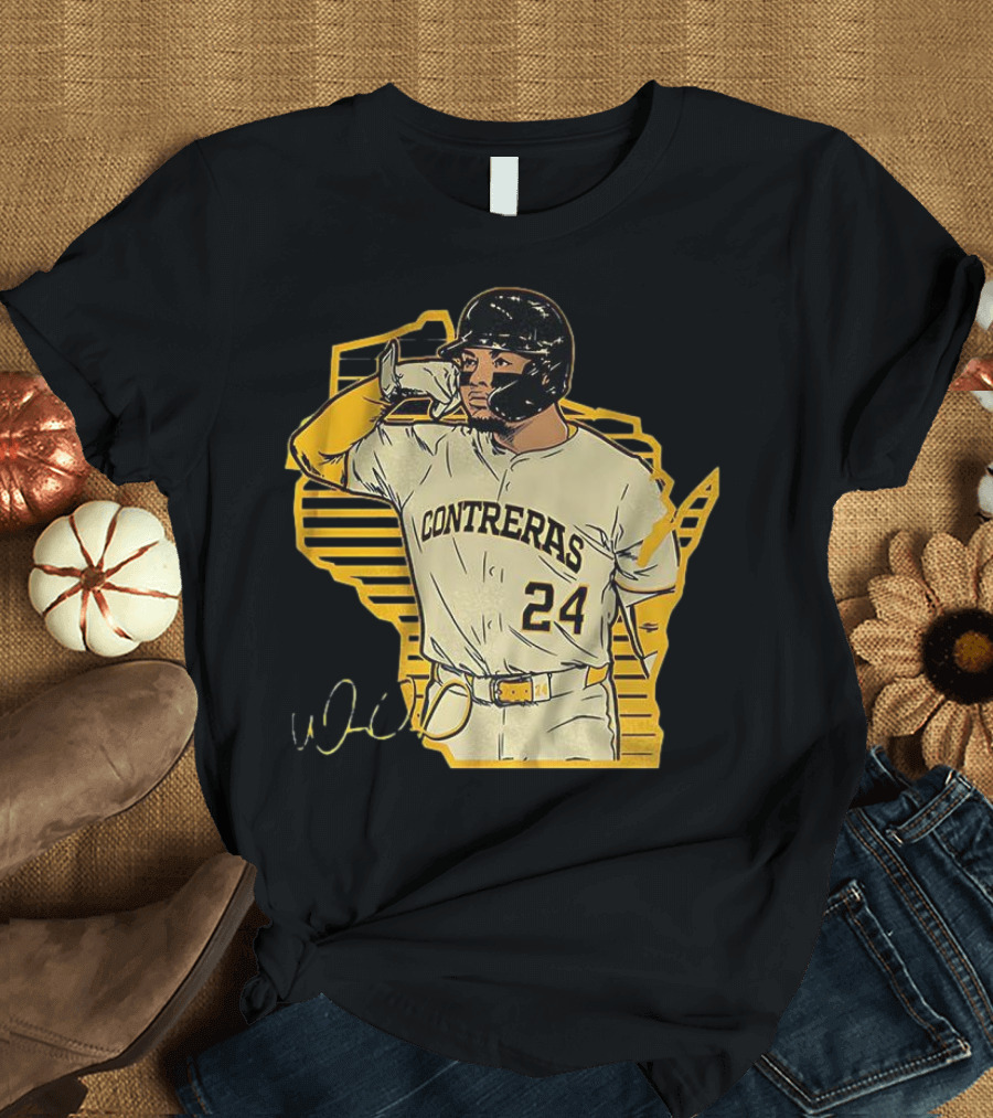 William Contreras Milwaukee Brewers Number 24 Call The 'Pen Signature T-Shirt