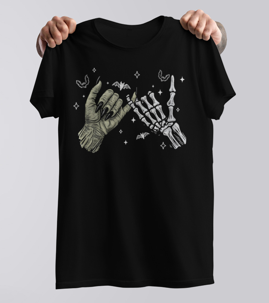 Witch And Skeleton Hands Spooky Season Halloween T-Shirt