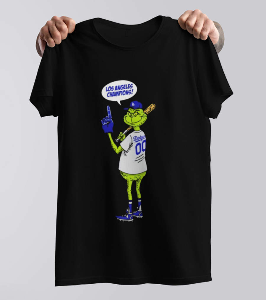 Los Angeles Dodgers Champions 2025 Merry Christmas Grinch Fan T-Shirt