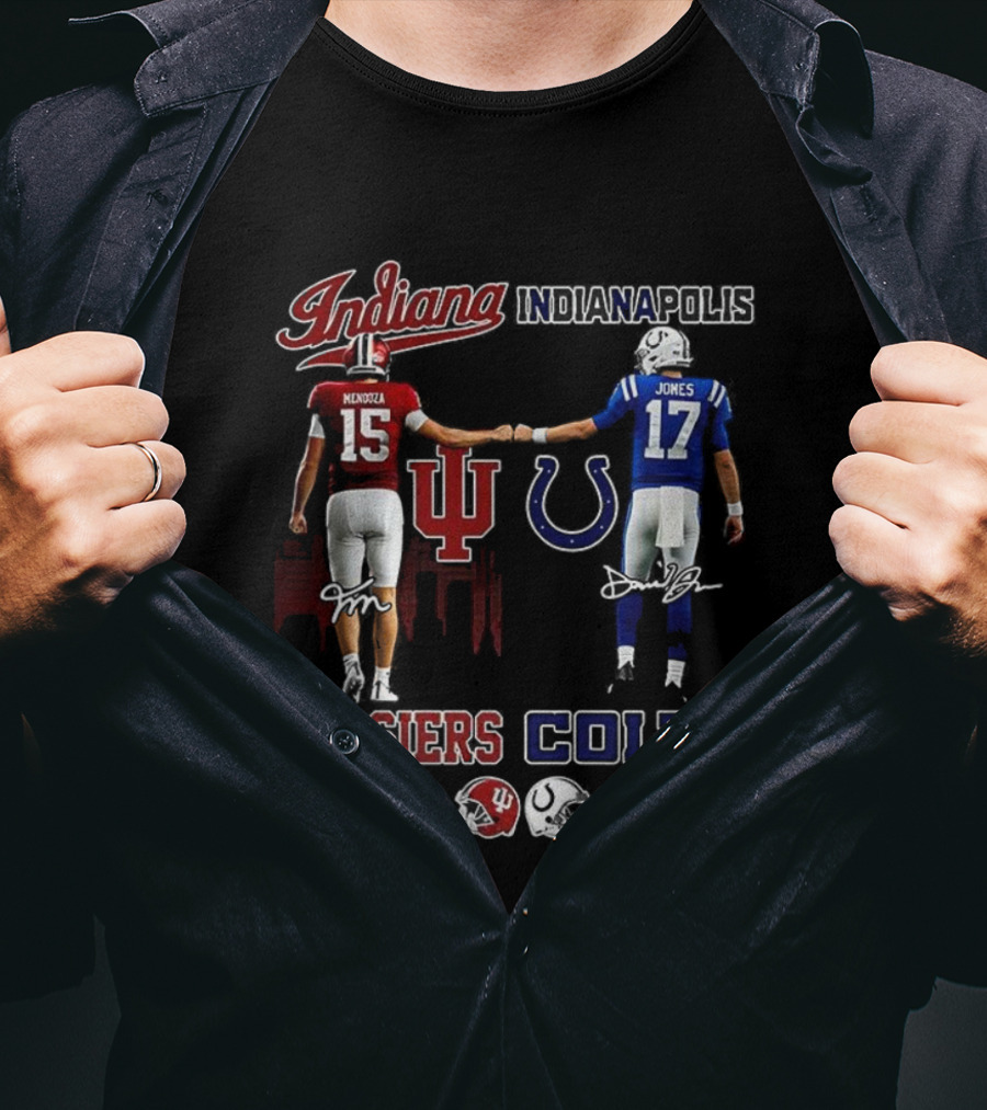 Indiana Hoosiers Saturdays Indianapolis Colts Sundays Signature Football Team Spirit T-Shirt