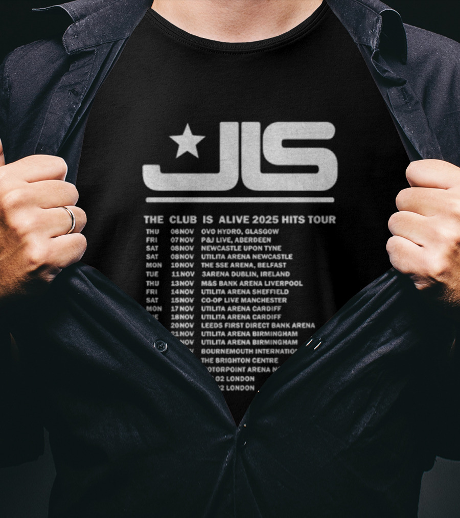 JLS The Club Is Alive 2025 Hits Tour Dates And Cities T-Shirt