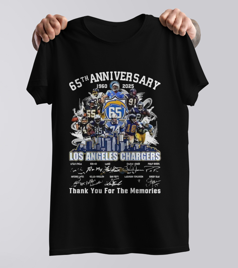 Los Angeles Chargers 65th Anniversary 1960 2025 Thank You For The Memories T-Shirt