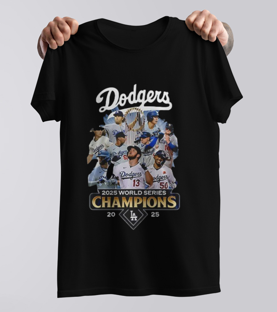 Dodgers 2025 World Series Champions Team Collage T-Shirt