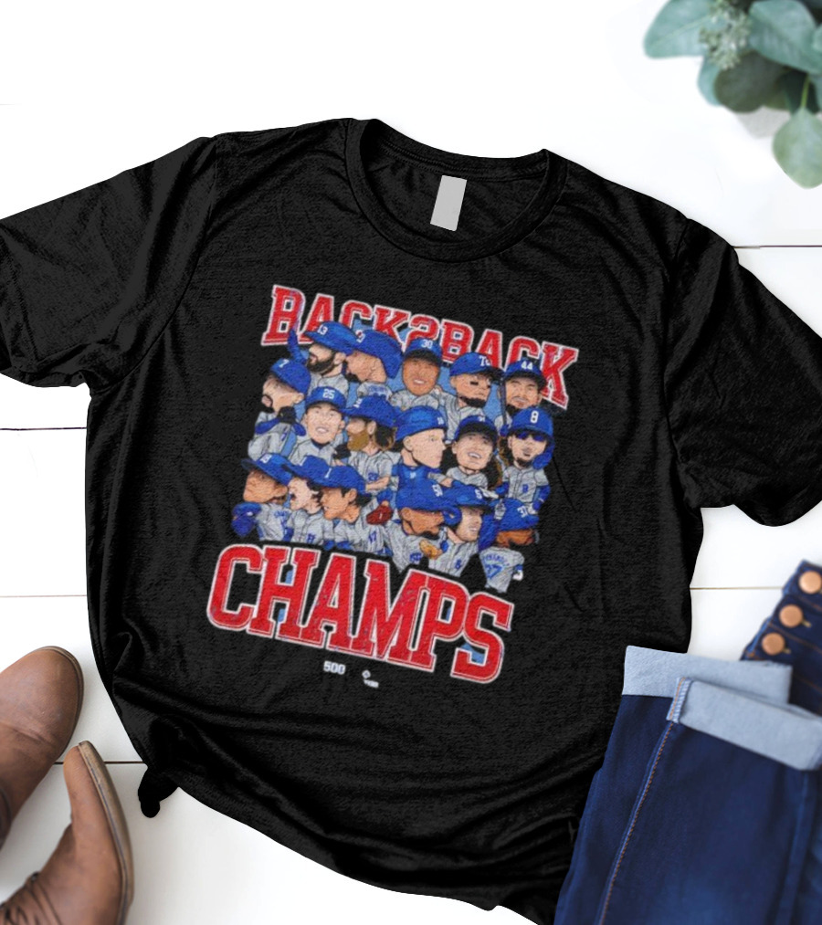 Back2Back Champs Los Angeles Dodgers Players 50th Anniversary T-Shirt