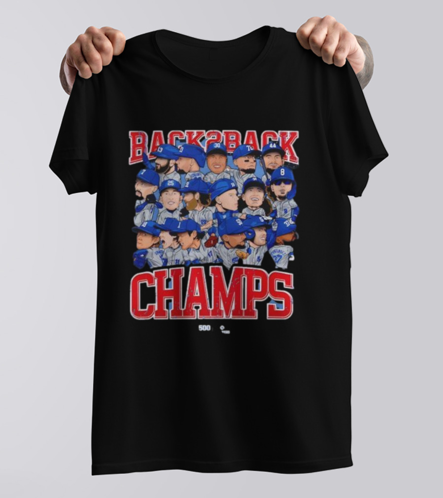 Back2Back Champs Los Angeles Dodgers Players 50th Anniversary T-Shirt