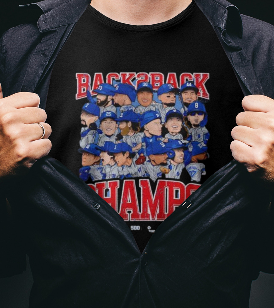Back2Back Champs Los Angeles Dodgers Players 50th Anniversary T-Shirt