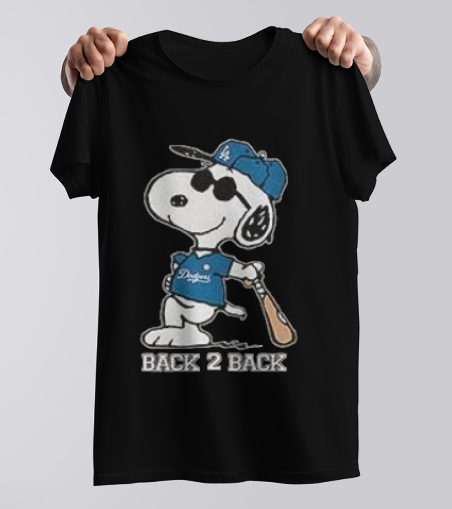 Snoopy Dodgers Back 2 Back Baseball Champion T-Shirt