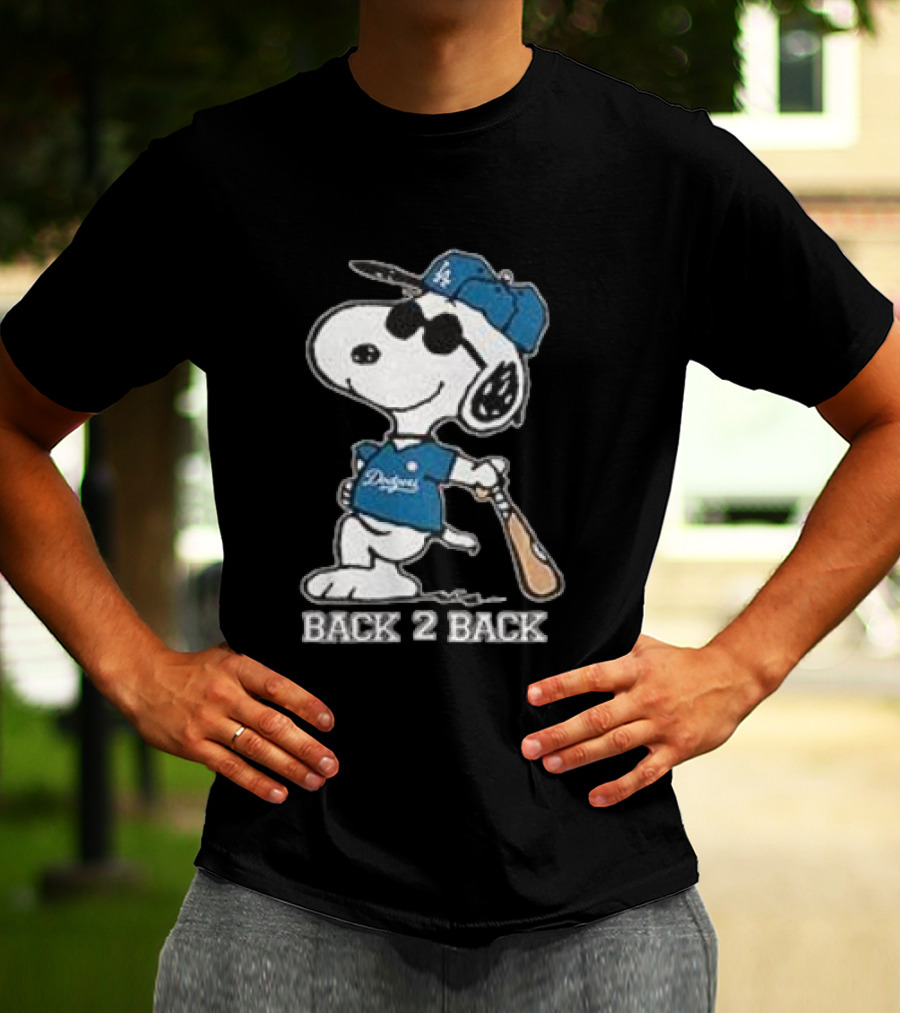 Snoopy Dodgers Back 2 Back Baseball Champion T-Shirt