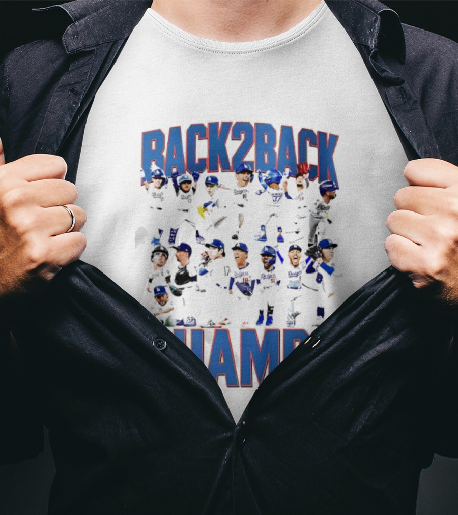 Back 2 Back LA Dodgers Champs Team Celebration T-Shirt