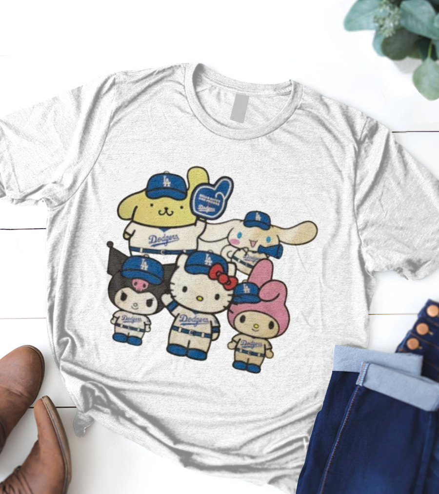 Hello Kitty Dodgers Collaboration MLB World Series 2025 Champions Back-to-Back T-Shirt