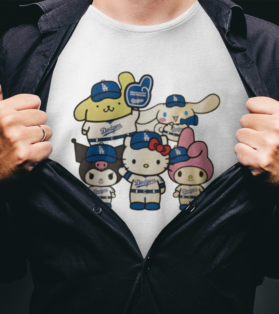 Hello Kitty Dodgers Collaboration MLB World Series 2025 Champions Back-to-Back T-Shirt