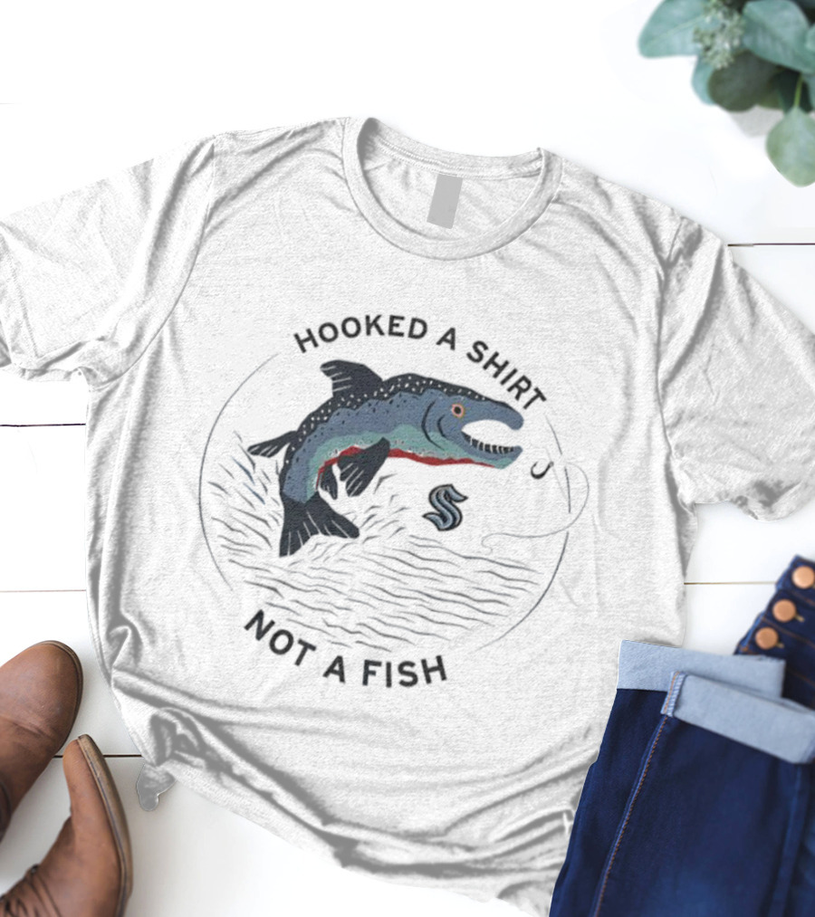 Hooked A Not A Fish Catchy Fishing Hook Design T-Shirt