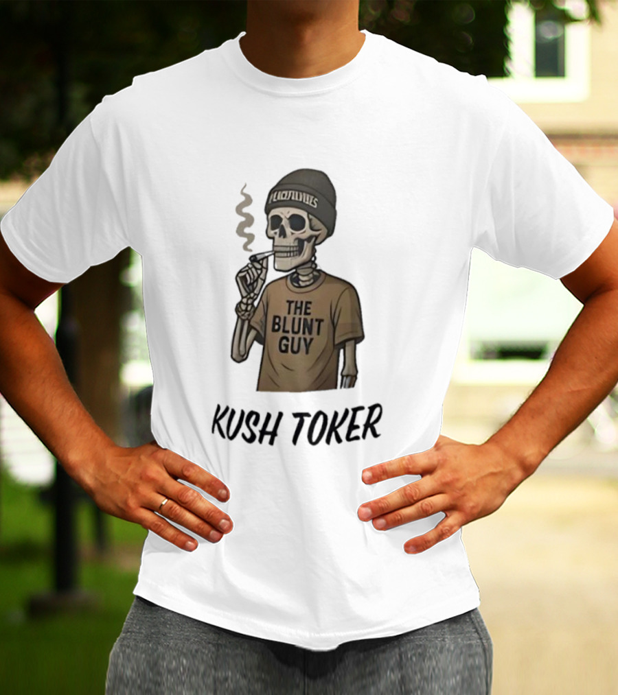 Kush Toker Skeleton Smoking The Blunt Guy T-Shirt