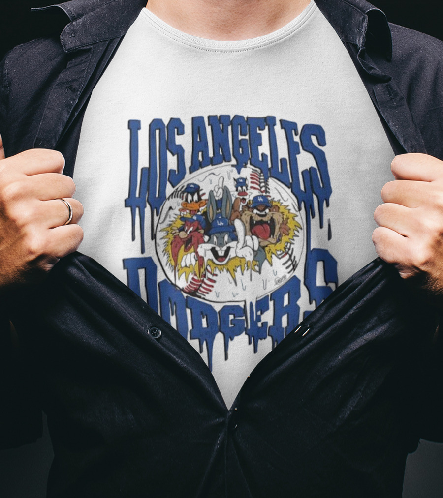 Los Angeles Dodgers Looney Tunes Dripping Vintage Style T-Shirt
