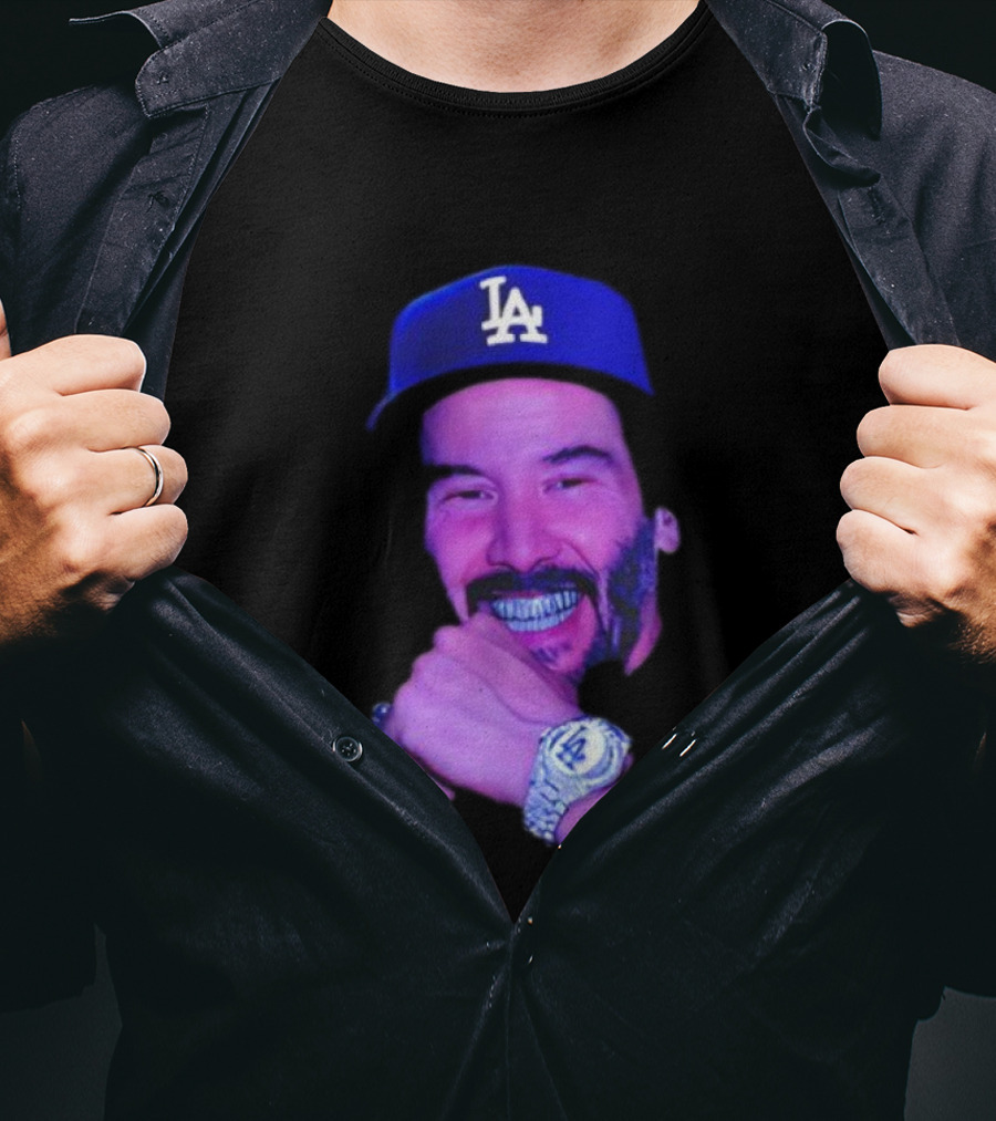 LA Dodgers Keanu Reeves Diamond Grill Bling T-Shirt