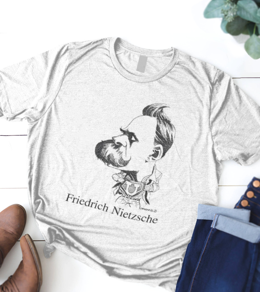 Friedrich Nietzsche Caricature Silhouette Image T-Shirt