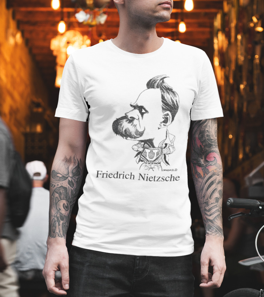 Friedrich Nietzsche Caricature Silhouette Image T-Shirt