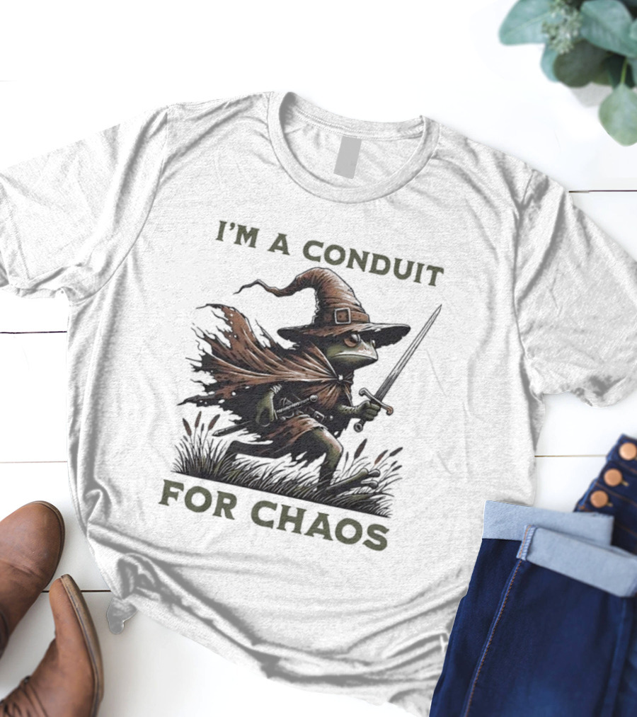 I'm A Conduit For Chaos Frog Wizard Sword T-Shirt