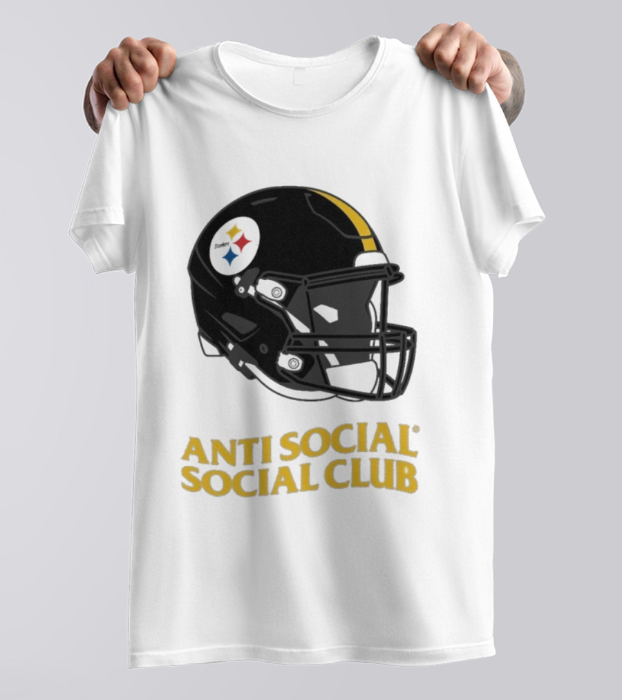 Anti Social Social Club Pittsburgh Steelers NFL Helmet Collaboration T-Shirt