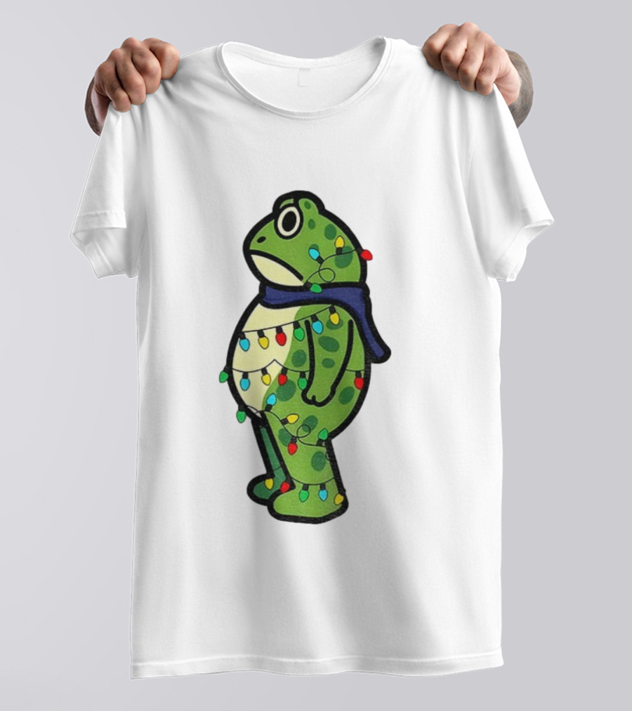 Political Portland Frog Merry Resistmas Christmas Lights Holiday T-Shirt