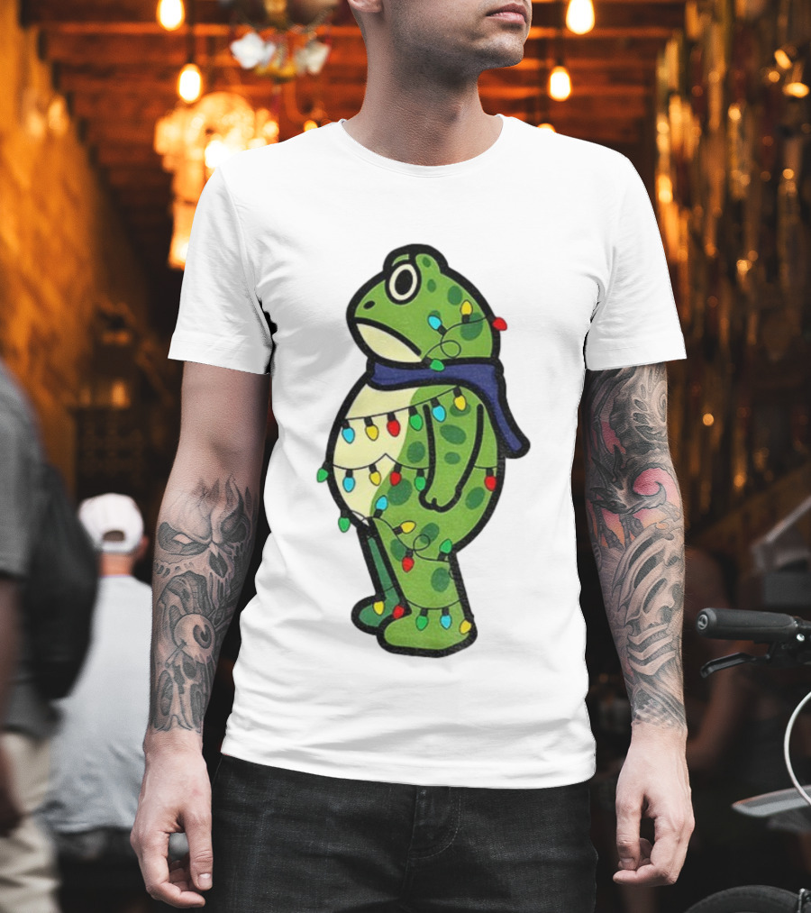 Political Portland Frog Merry Resistmas Christmas Lights Holiday T-Shirt