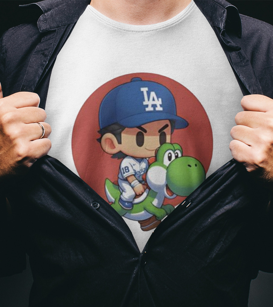 Yoshiiiiiii Natural Top Doyers Dave Yoshinobu LA Baseball Yoshi Riding 18 T-Shirt