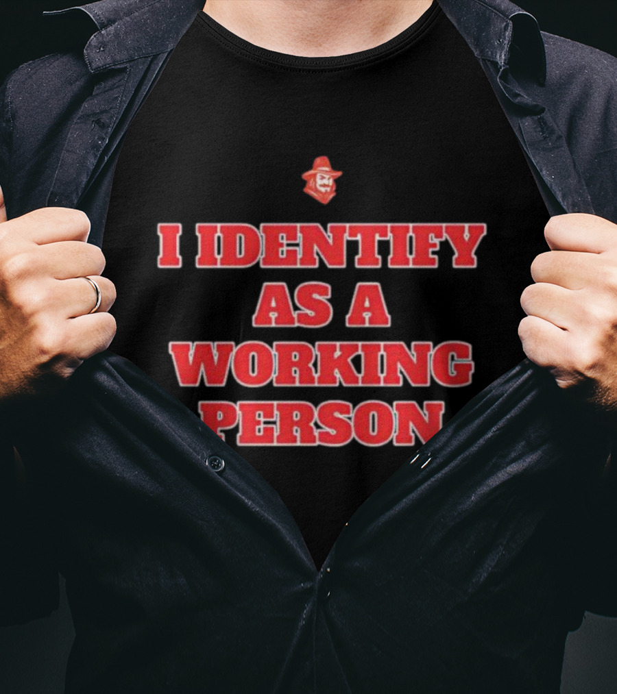 I Identify As A Working Person Red Retro Style Cowboy Symbol T-Shirt