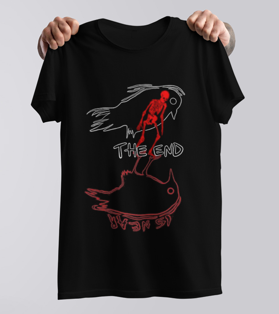 Skeleton The End Spooky Ghosts And Birds T-Shirt