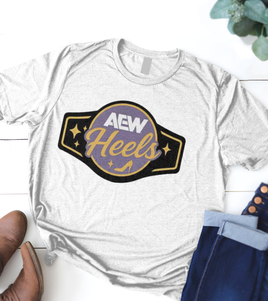 AEW Heels Belt High Heel Stars T-Shirt
