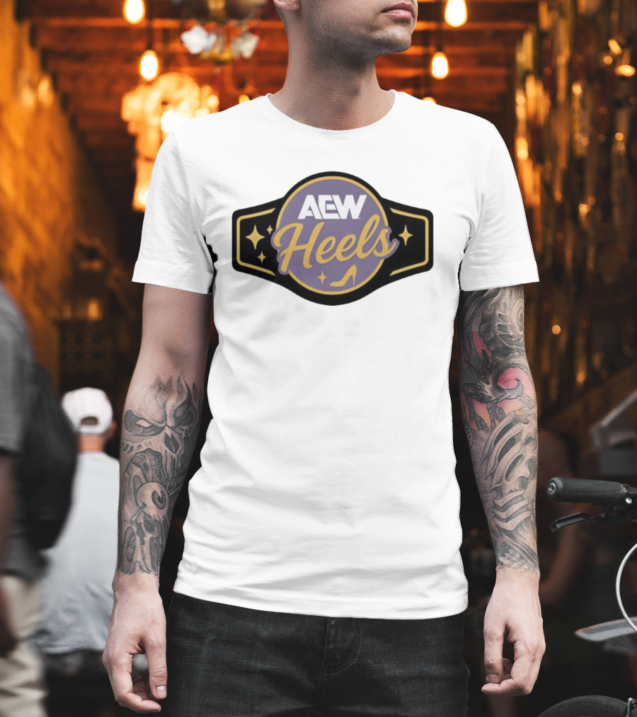 AEW Heels Belt High Heel Stars T-Shirt