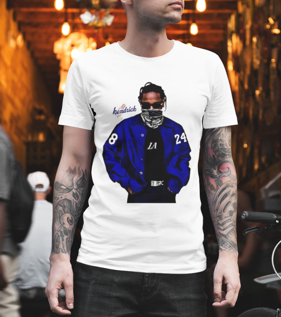 Dodgers LA Kendrick Lamar Blue Jacket Image T-Shirt