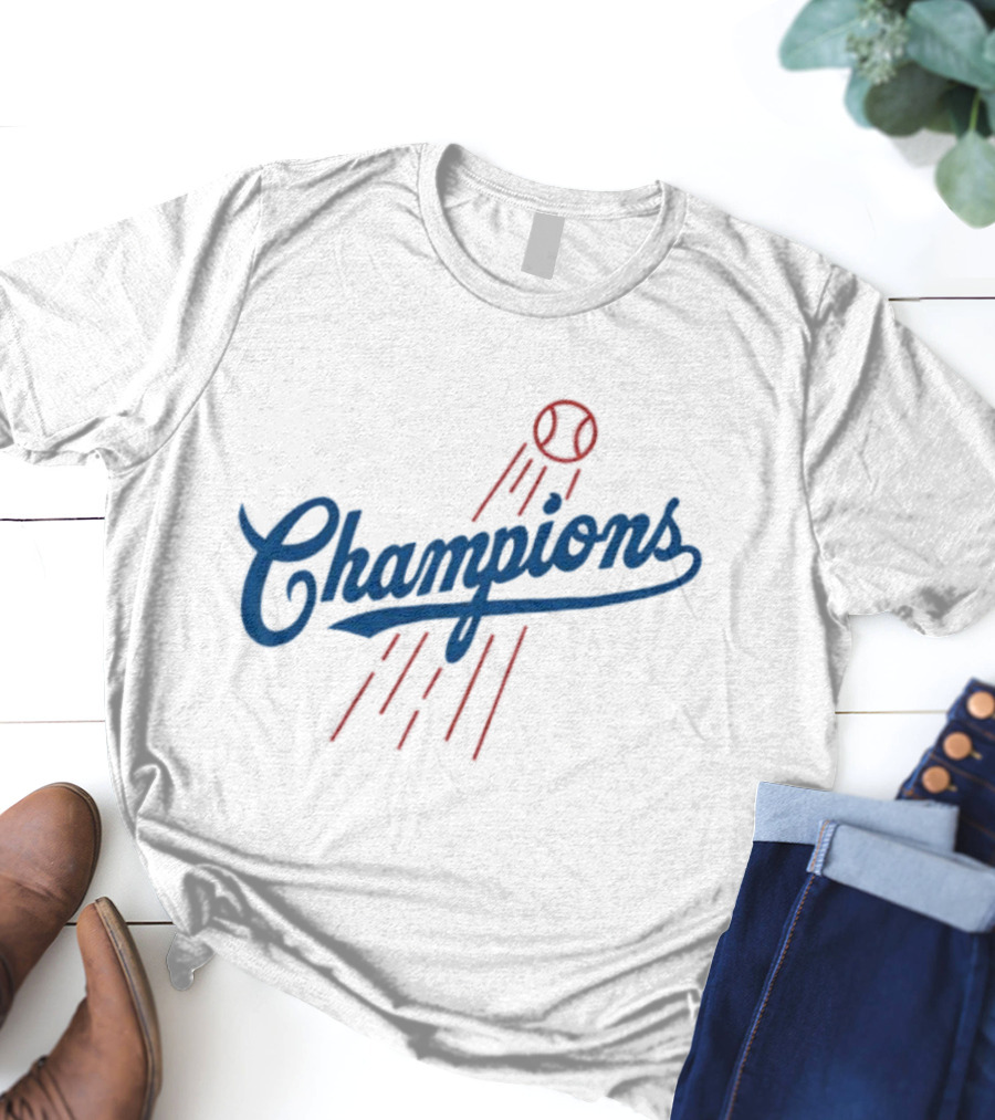 Champions Baseball Red Blue Artistic MLB Style T-Shirt