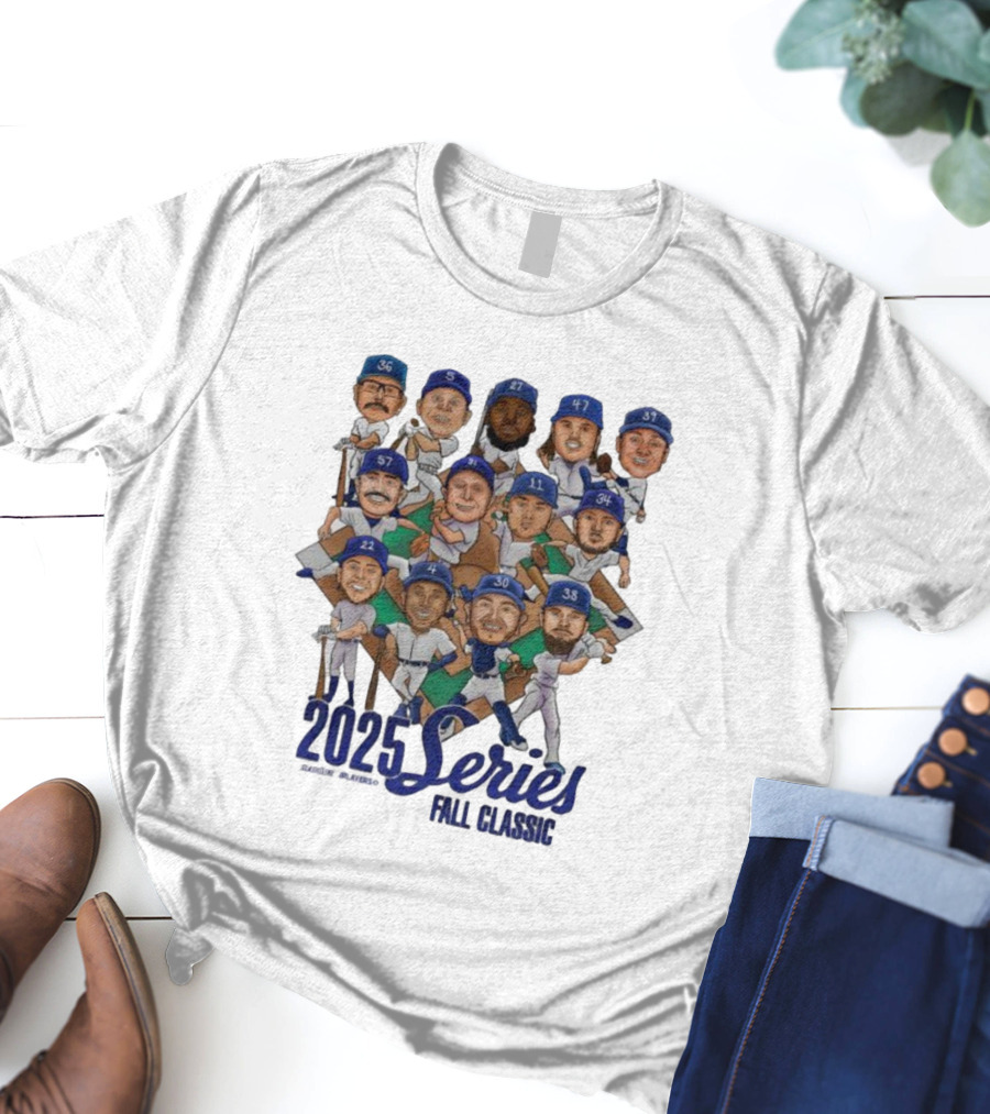 Los Angeles Dodgers 2025 Series Fall Classic Baseball Team Caricature Players T-Shirt