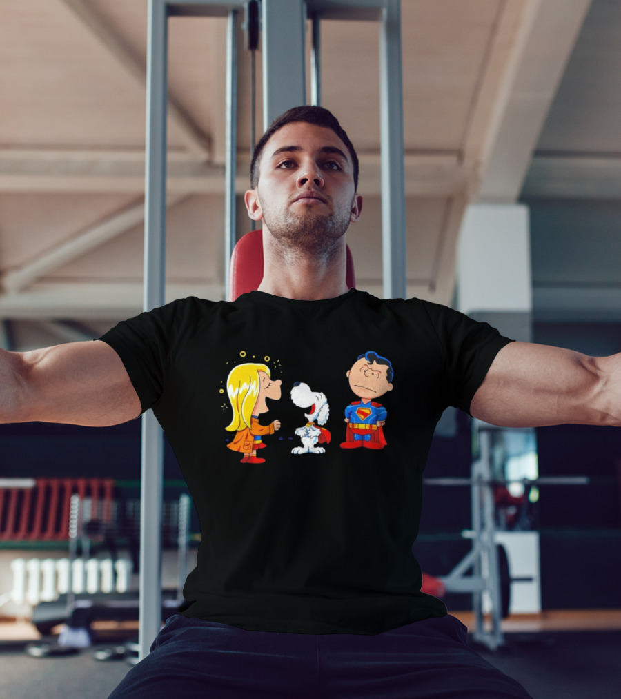Supergirl Krypto And Superman Peanuts Style Kryptonuts Crossover T-Shirt