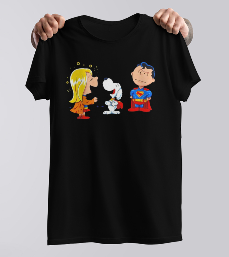 Supergirl Krypto And Superman Peanuts Style Kryptonuts Crossover T-Shirt