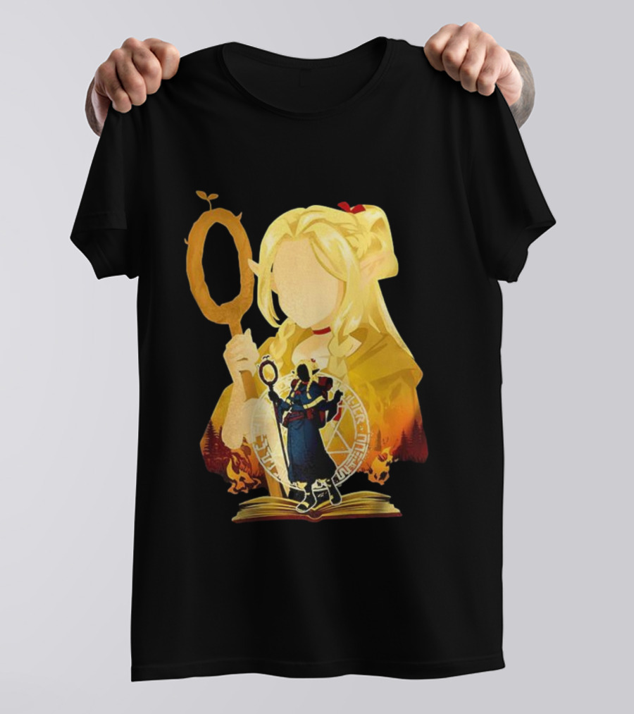 Marcille Donato Delicious In Dungeon Anime Arcane Revival Character With Magic Staff T-Shirt
