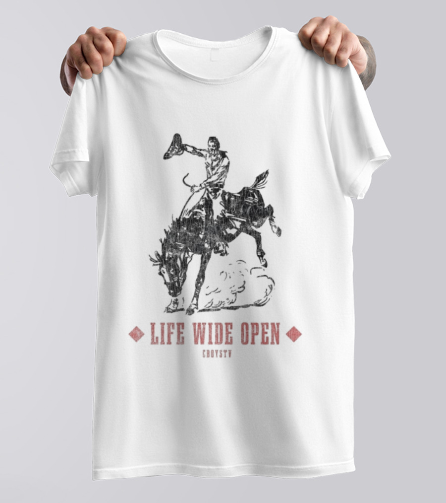 Cboystv Life Wide Open Cowboy Riding Bull T-Shirt
