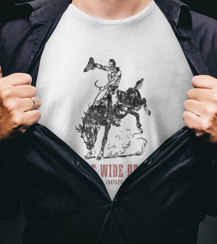 Cboystv Life Wide Open Cowboy Riding Bull T-Shirt