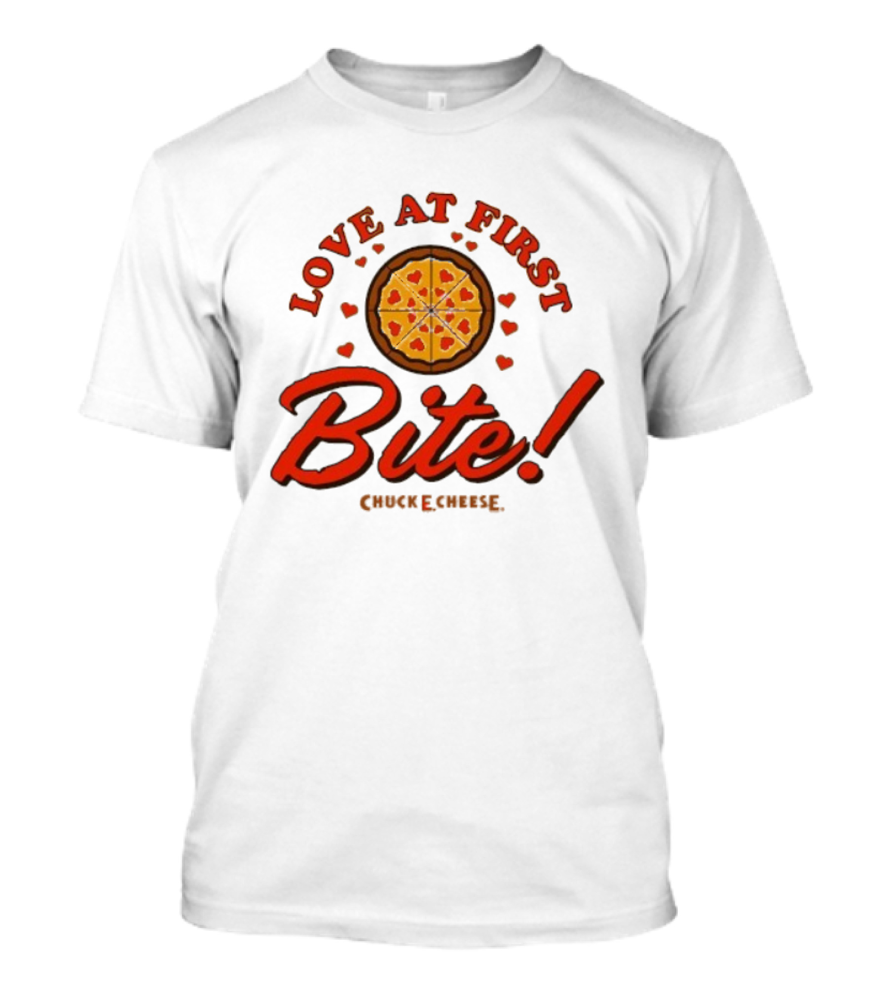 Love At First Bite Chuck E Cheese Pizza Hearts T-Shirt