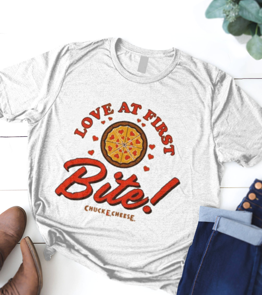 Love At First Bite Chuck E Cheese Pizza Hearts T-Shirt