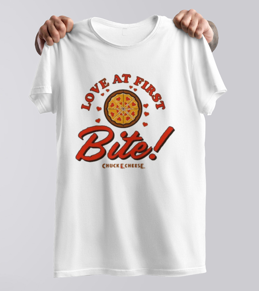 Love At First Bite Chuck E Cheese Pizza Hearts T-Shirt