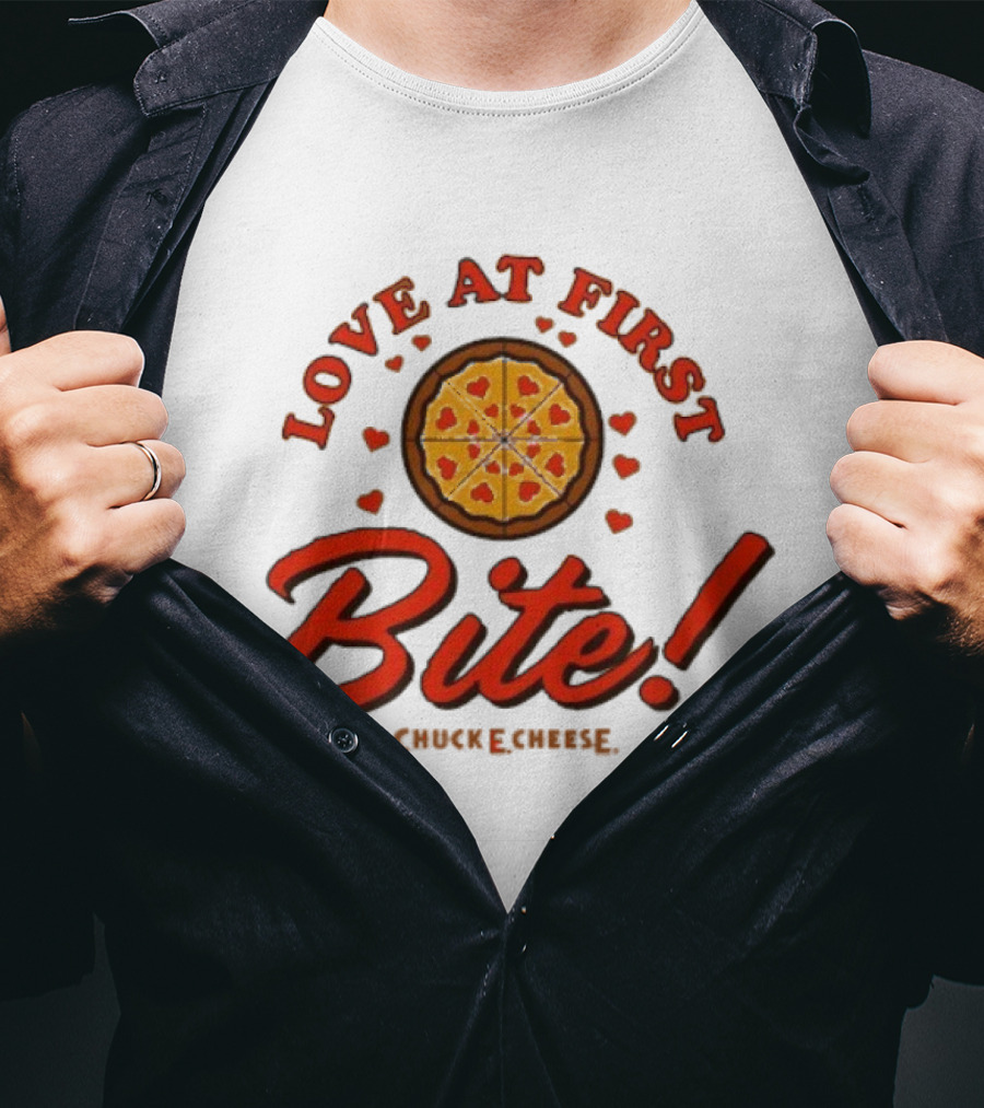 Love At First Bite Chuck E Cheese Pizza Hearts T-Shirt